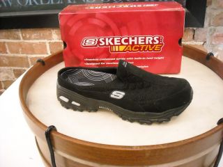 Skechers Dlites Airy BLACK Tennis Shoe Mules 11 NEW