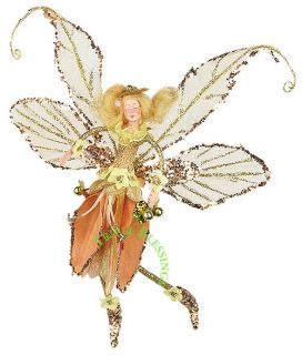 ATTRACTIVE CHRISTMAS HOLIDAY ORCHID FAIRY FIGURINE GOLD A10621