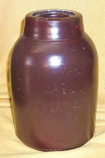Antique Albany Slip Plum Brown ODD Shaped Large Canning Crock Wax