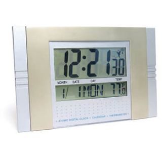 NEW Radio Controlled Atomic Clock Desk Alarm Day/Date