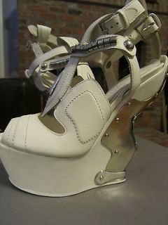 Alexander McQueen Runway 2011 12 Metal Plated 6 Platform White Shoes