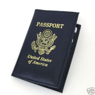 BLACK LEATHER UNITED STATES OF AMERICA PASSPORT HOLDER
