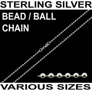 925 STERLING SILVER 16 18 20 22 24 26 28 30 INCH BEAD BALL CHAIN