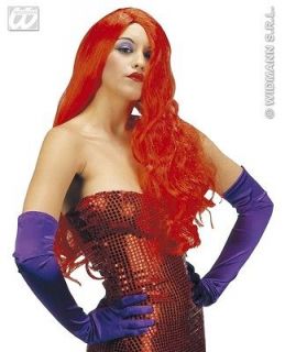Ladies Long Red Wig Jessica Rabbit Fancy Dress Diva Glamour Model