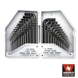 30pc Combo Hex Key Allen Wrench Set SAE/MM Long + Short Arms CR V
