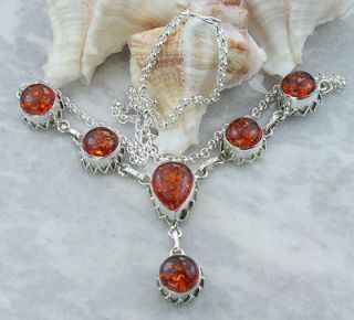 PREHISTORIC 141 CT BALTIC AMBER NECKLACE 925 SILVER 16 5/8 17 5/8