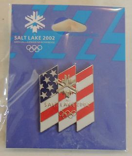 WINTER OLYMPICS Salt Lake City zig zag AMERICAN FLAG on original card
