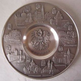 Vintage BECKER ZINN Pewter AUSTRIA TOWNS Souvenir Plate 6 3/8 (16 cm)