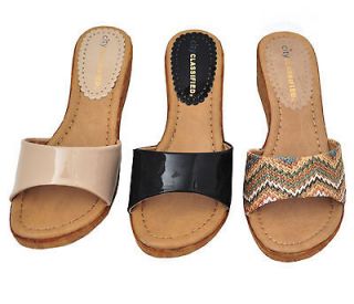 City Classified Alvin s Slides Open Toe Mid Wedge Sandals
