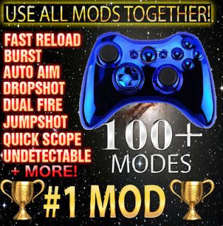 Blue Xbox 360 100 Mode Quick Scope Rapid Modded Controller Black Ops 2