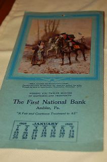 Vintage Jan. 28 Calendar / Blotter   FIRST NAT. BANK, AMBLER, PA