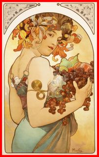 DECORATIVE French METAL Wall Plaque Sign poster Alfons Mucha Art