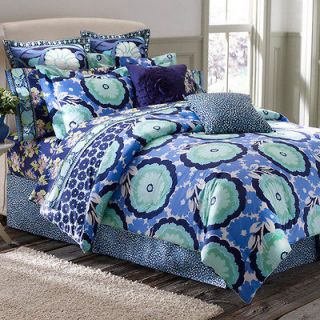 Amy Butler Dream Poppy Twin Comforter & Sham Organic 300TC Blue Teal