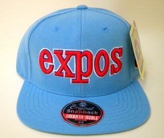 MLB Cap American Needle Montreal Expos Second Skin Snapback Hat Light