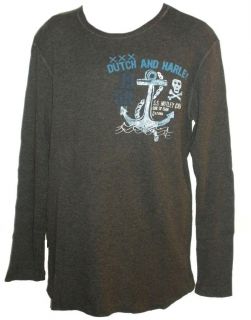AND HARLEY CHARCOAL GRAY THERMAL SHIRT DISTRESSED MOTLEY CREW 1958