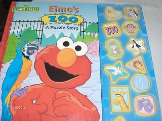 Sesame Street Elmos Zoo! A Puzzle Story Hardcover Board Book   Rare!