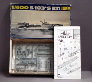 HELLER MODEL KIT WWII GERMAN TORPEDO E BOAT S103 & S211 1/400 SCALE