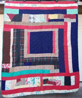 VINTAGE ANTIQUE AFRICAN AMERICAN GEES BEND STYLE HOUSETOP QUILT