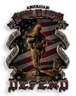 AMERICAN SOLDIER DEFEND USA DECAL CAR TRUCK MOTORCYCLE BOAT COMPUTER