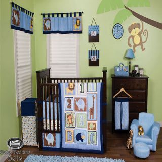 Boy Jungle Safari Animal Crib Nursery Blanket Collection Bedding Set
