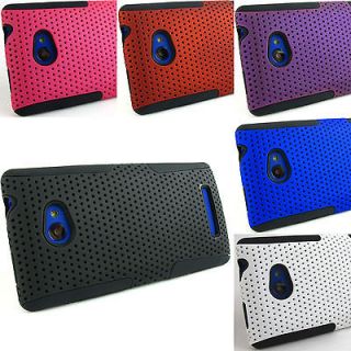 for HTC Windows Phone 8X +Pry Tool Rubberized Grip Mesh Hard/Soft