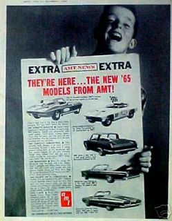 1964 AMT News 1965 Model Car Kits 3 in 1 Corvette~Cuda Custom~Racing