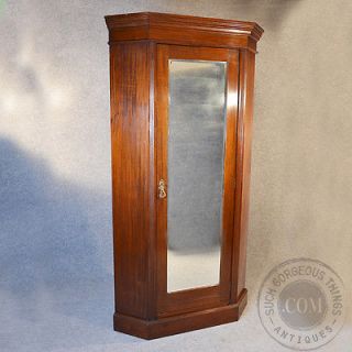 Antique Corner Wardrobe Lobby Hall Coat Cupboard Cloak Cabinet Mirror