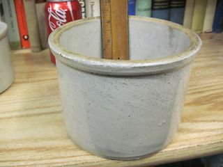 ANTIQUE stoneware butter jar CLAY crock salt kitchen stone ware 4 3/8