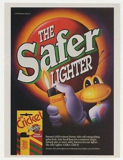 1995 Cricket Safer Lighter Character Print Ad