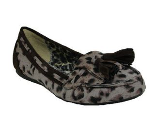 New Womens slip ons leopard print moccasins Bows Slippers ballet Shoe