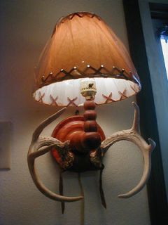 Antler Sconce Lamp AUTHENTIC Deer Horns New Oil Craft Shade One of a