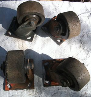 Set Of 4 Antique Stanley Morris Co Industrial Heavy Duty Casters