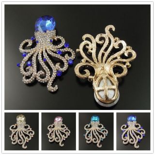 Handmade Alloy Cute Octopus Flatback Button Fill Rhinestone Phone Case