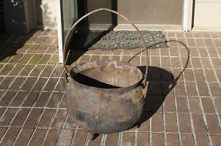 Antique Cast Iron Cauldron With Handle & Legs