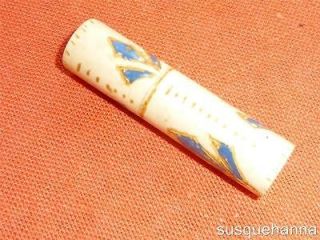 Antique HAND CARVED bone needle HOLDER CASE nice condition sewing tool