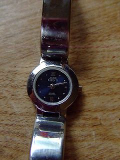 Womens Anne Klein II all stainless cuff style quartz watch with navy