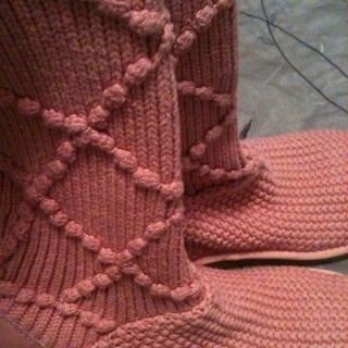 Womens UGG Pink Knit Tall Boots, US Size 9