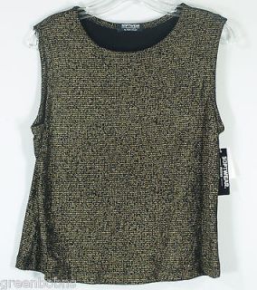 NEW Softwear Mark Singer Ladies Petite Gold Lame Knit Tank Top Size PL