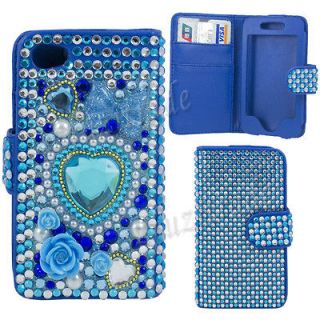Diamond Bling Wallet Leather Case Cover Skin For Apple iPod Touch 4 4G