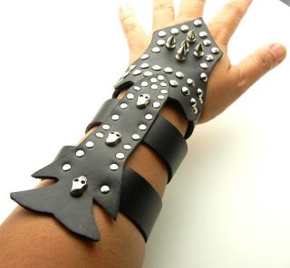Tew160  8 1/2 PU Leather Cuff Bracer Arm Armor with metal Spikes