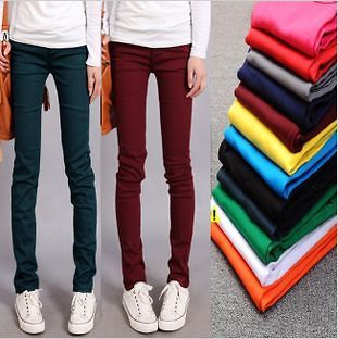 Lady Women Candy Pencil Stretch Pant Fit Skinny Jeans Jegging Trousers