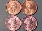 Four (4) US One Dollar Coins   Susan B Anthony & Sacagawea   Average