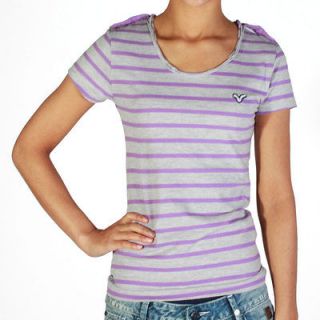 New Ladies Voi Jeans Designer Sailoss SS12 Grey Marl Striped Shirt