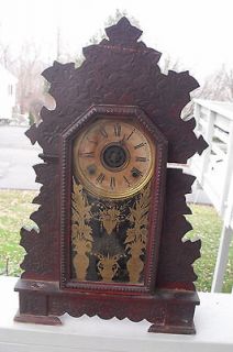 24 Antique THE JOYCE Gingerbread Alarm Clock w/ Key