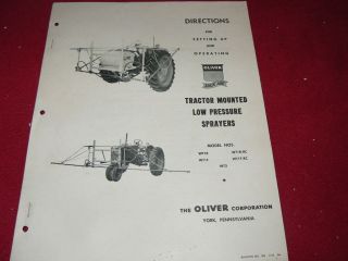 Oliver Tractor Tractor 500 Orchard Sprayers Operators Manual