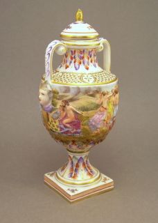 Antique Bohne Sohne & Sons Rudolstadt Urn Vase Capodimonte Style Crown