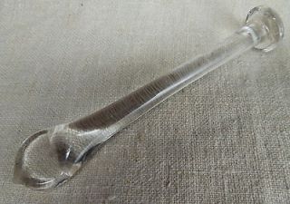 Antique Victorian 1850s Handmade Glass Sugar Crusher with Crimped End