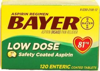 BAYER LOW DOSE 120 TABLETS ASPIRIN REGIMENT SAFETY COATED 81 MG