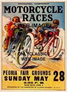IL STATE FAIRGROUNDS MOTORCYCLE RACING POSTER HARLEY DAVIDSON INDIA N