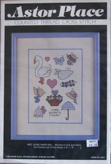 Astor Place Mrs Goose Paper Doll Counted Cross Stitch Pattern